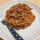 簡単ヘルシー！サバとトマトのパスタ